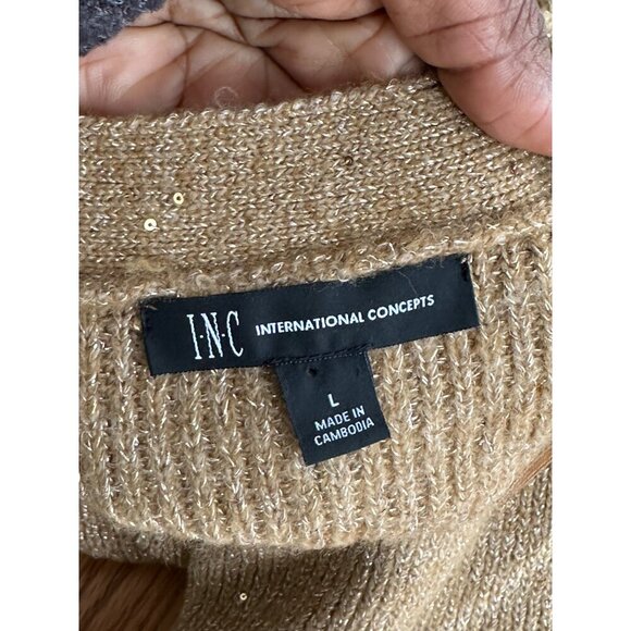 INC International Concepts Women's Sequined Long Button Up Cardigan Size L - Picture 4 of 14